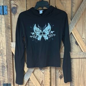 Rue 21 Black Butterfly Graphic Women's Top